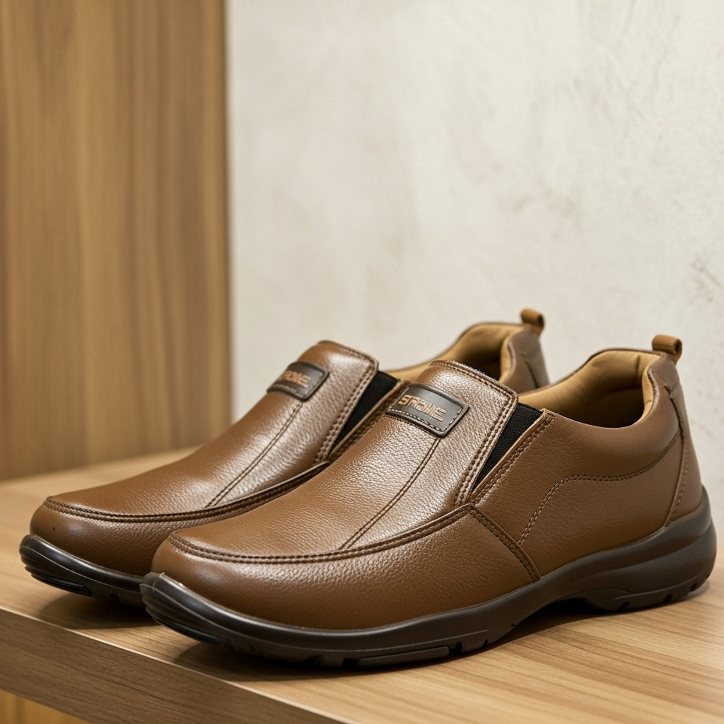 Premium Handcrafted Light Brown Leather Shoes with Medicated Comfort I MMS Shoes Premium Handcrafted Light Brown Leather Shoes with Medicated Comfort I MMS Shoes