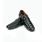 Woven Leather Loafer Black | Premium Quality | All Season Shoe