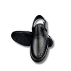 Handmade Black Leather Peshawari Sandal: Men's Leather Chappal
