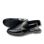 Handmade Black Leather Peshawari Sandal: Men's Leather Chappal