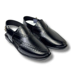 Handmade Black Leather Peshawari Sandal: Men's Leather Chappal