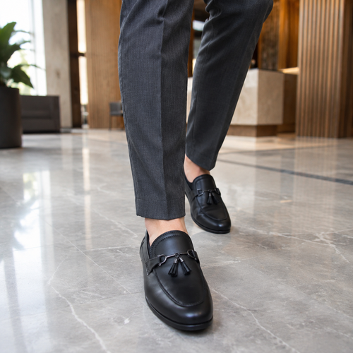 Black Prestige Metal-Buckle Loafers