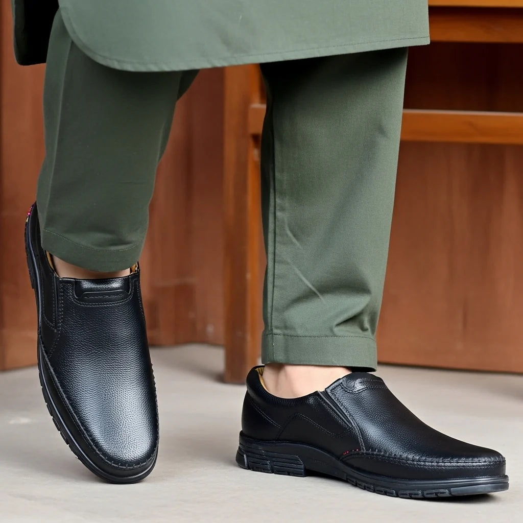 Black Medicated Slip-On Shoes – Comfort & Orthopedic Support