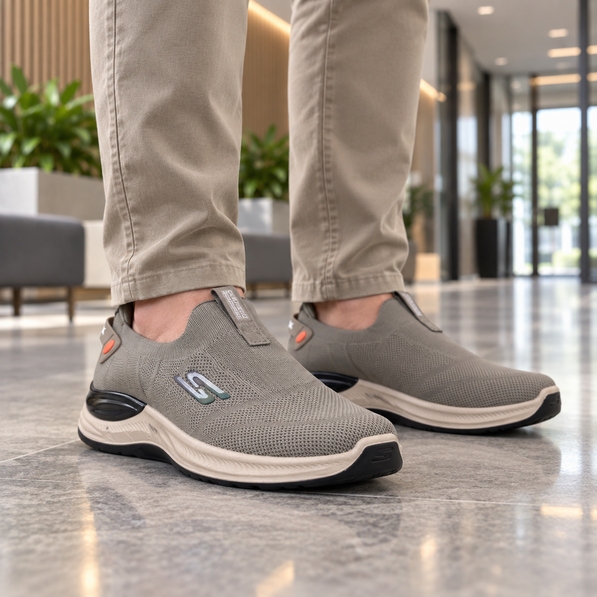 Beige Air Flex | Comfort Walk Skechers