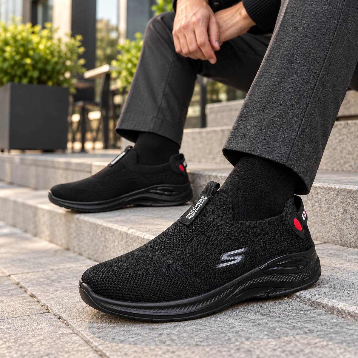 Black Air Flex l Comfort Walk Skechers