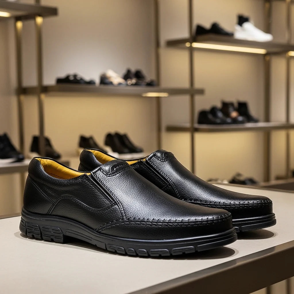 Black Medicated Slip-On Shoes – Comfort & Orthopedic Support