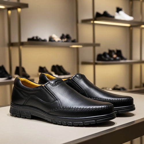 Black Medicated Slip-On Shoes – Comfort & Orthopedic Support