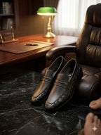 Men’s Black Premium Crocodile Style Handmade Leather Loafer | MMS Shoes