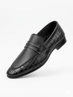 Men’s Black Premium Crocodile Style Handmade Leather Loafer | MMS Shoes