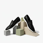 Men’s Sleek Black Formal Hybrid Loafer | Hand-Stitched Artisan Detail – Versatile Daily Wear Comfort