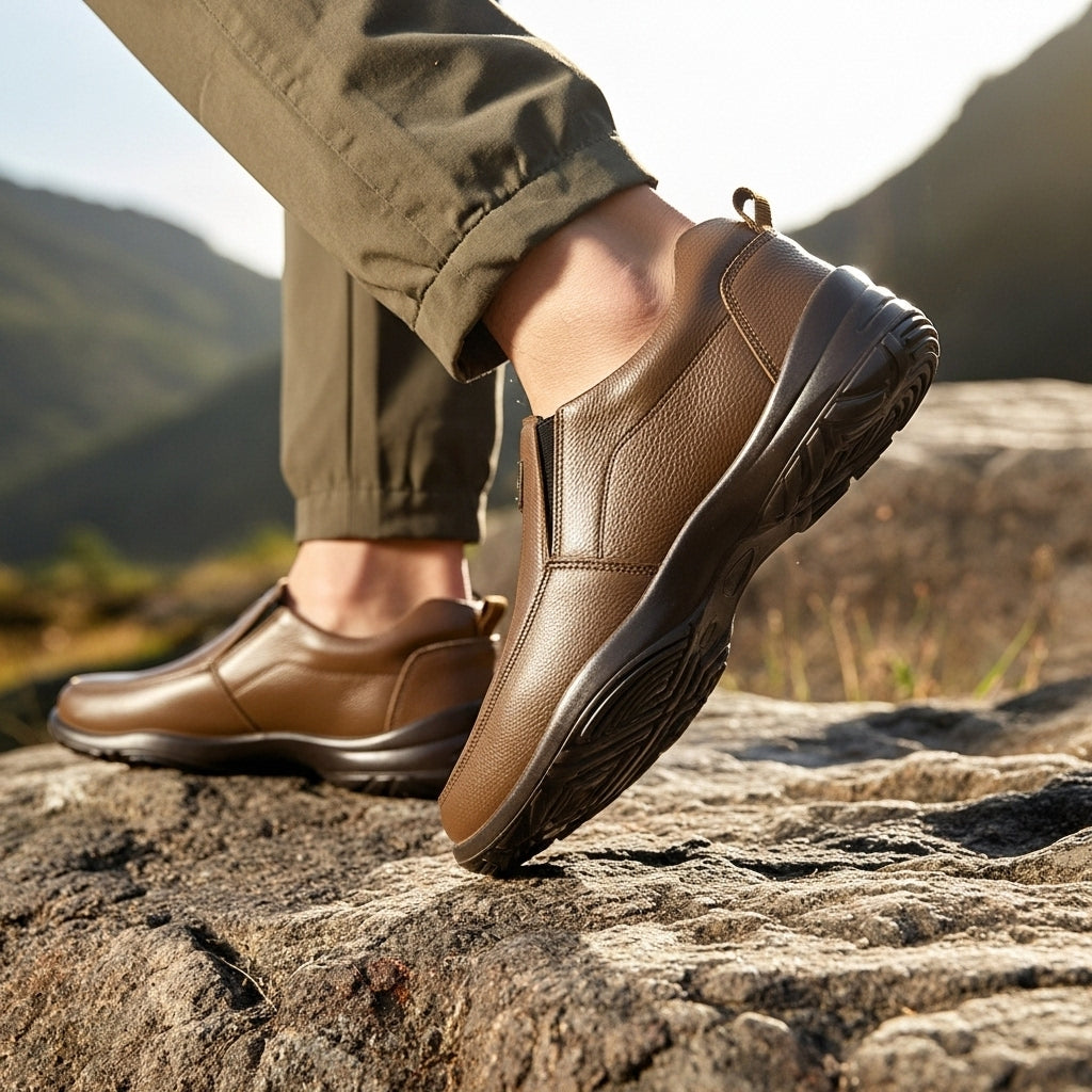 Premium Handcrafted Light Brown Leather Shoes with Medicated Comfort Insole | All-Terrain Durable Sole – Ultimate Daily Wear Comfort