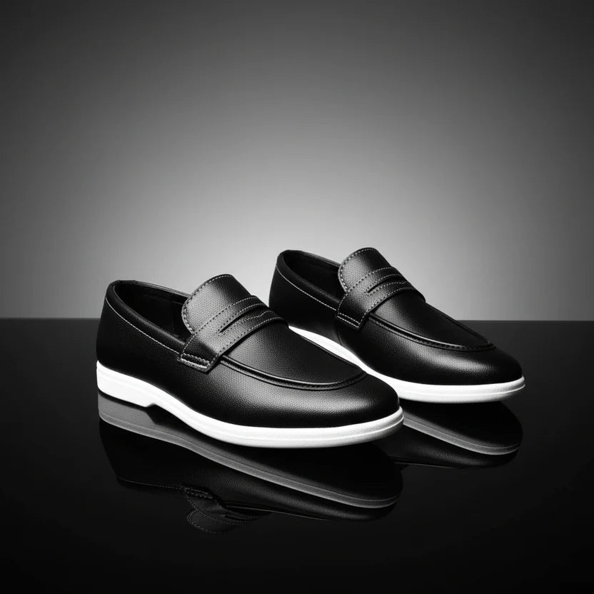 Men’s Sleek Black Formal Hybrid Loafer | Hand-Stitched Artisan Detail – Versatile Daily Wear Comfort