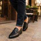 Black Prestige Metal-Buckle Loafers