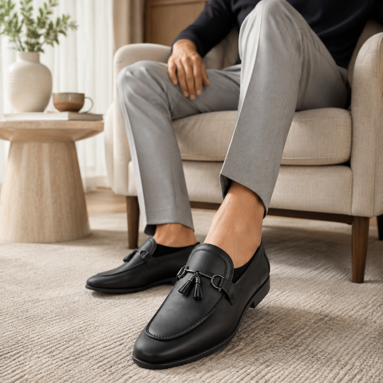 Black Prestige Metal-Buckle Loafers