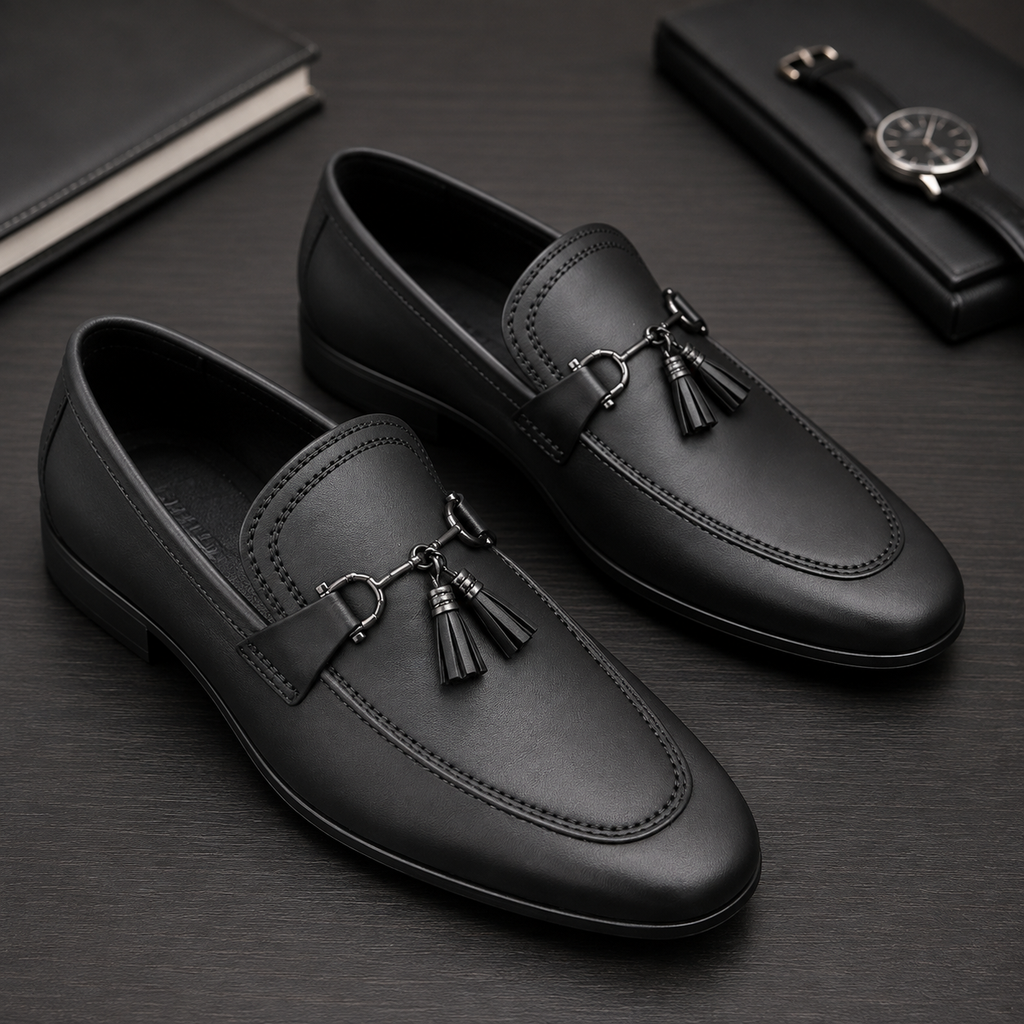 Black Prestige Metal-Buckle Loafers